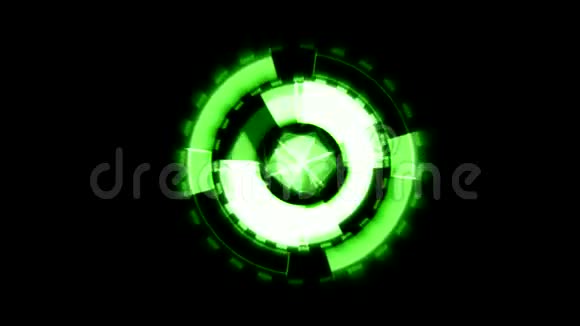 接口数据装载机绿色发光圆形与光雷包括阿尔法频道视频的预览图