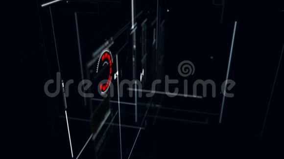 4K3D动画的用户界面HUD移动在黑暗背景下的网络未来概念与粮食处理视频的预览图