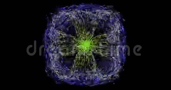 4K3D动画的闪亮闪闪粒子在黑暗的空间中移动视频的预览图