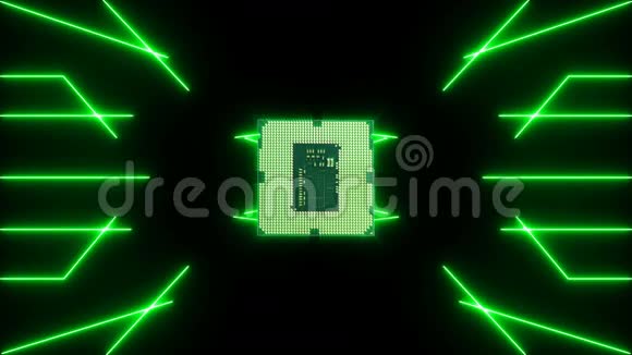 带CPU的绿色移动电子未来路板无缝循环视频视频的预览图