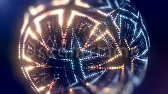 彩色led粒子形状动画抽象的万花筒VJ运动背景三维渲染4K超高清分辨率视频的预览图