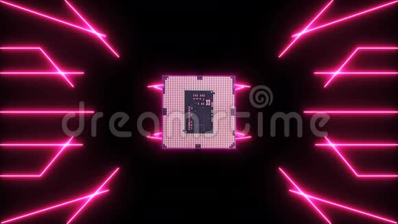 带CPU的粉色移动电子未来路板无缝循环视频视频的预览图
