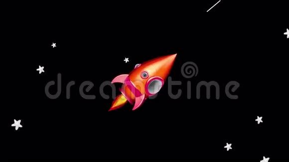 卡通太空火箭在太空中移动视频的预览图