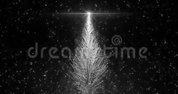 动画白色圣诞松树之星背景无缝环4k分辨率视频的预览图