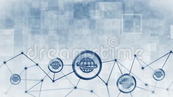 服务器数据空间与地球图标浮动互联网连接结构国际交流商业概念多边形视频的预览图