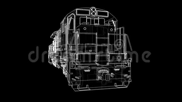现代柴油铁路机车具有巨大的动力和力量可移动长重铁路列车3D视频视频的预览图
