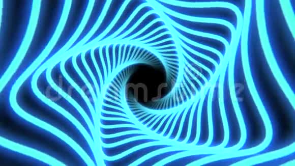 美丽的霓虹蓝抽象隧道无缝背景视频的预览图