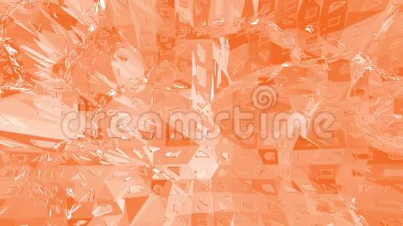 橙色低聚表面作为未来主义浮雕多边形数字镶嵌移动环境或改变闪亮视频的预览图