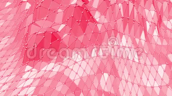 玫瑰色或粉红色低聚振荡表面作为转化环境红色多边形几何振动环境或视频的预览图
