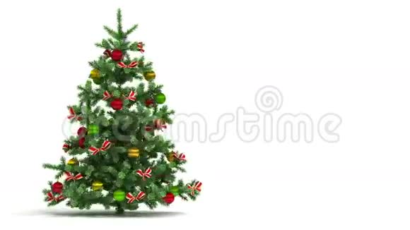美丽的圣诞树环抱在白色的背景上新年礼物概念前250帧是可循环的高清高清视频的预览图