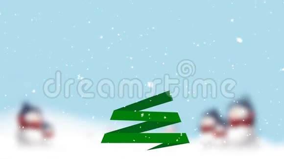 带圣诞树和雪的圣诞卡视频的预览图