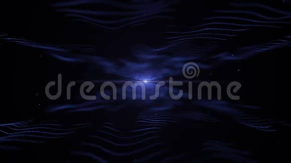 抽象的能量背景技术蓝色模仿波浪在黑色背景中间是浅模糊的蓝色闪烁视频的预览图