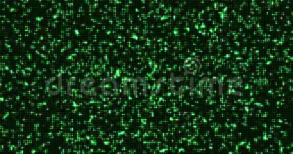 摘要点闪闪烁绿色二进制数字代码计算机生成的无缝环路抽象运动黑色背景视频的预览图