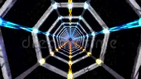 3浅灰色金属空间隧道与海星背景A视频的预览图