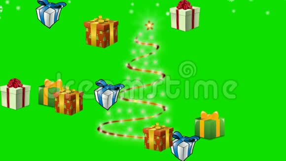 绿色圣诞礼物动画视频的预览图