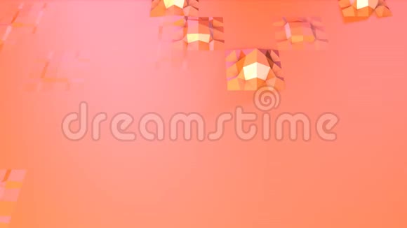 简单的低聚三维表面作为幻想背景软几何低聚运动背景移动纯粉色橙色视频的预览图