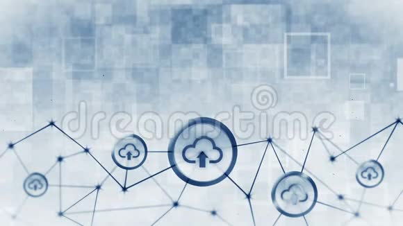 服务器数据空间带有云图标浮动互联网连接结构上传图标商业技术概念蓼视频的预览图