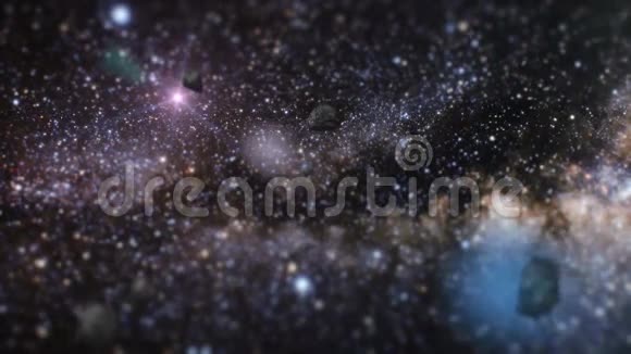 流星在五彩缤纷的太空银河中盘旋视频的预览图