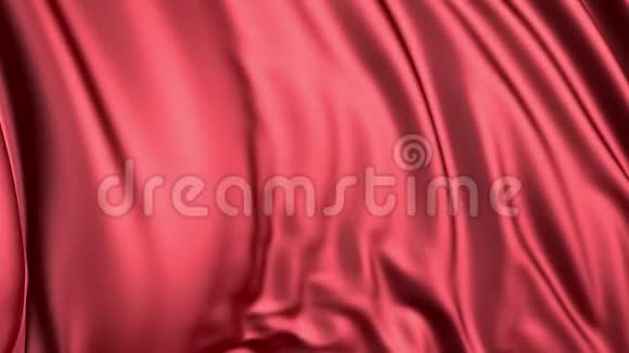 红色丝绸在缓慢的运动织物在风中发展得很顺利视频的预览图