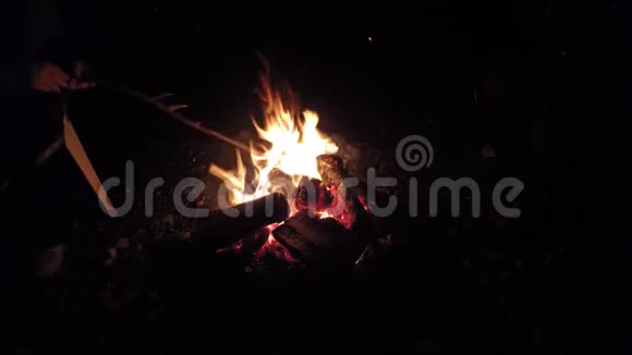 夜晚温暖舒适的篝火视频的预览图