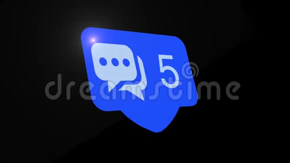 3D社交媒体通知图标动画带有计数器的用户评论消息视频的预览图