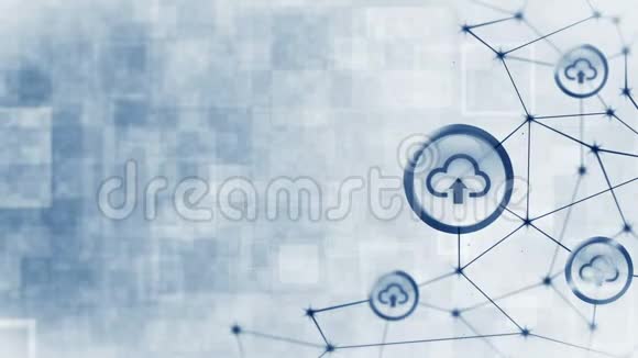 服务器数据空间带有云图标浮动互联网连接结构上传图标商业技术概念蓼视频的预览图