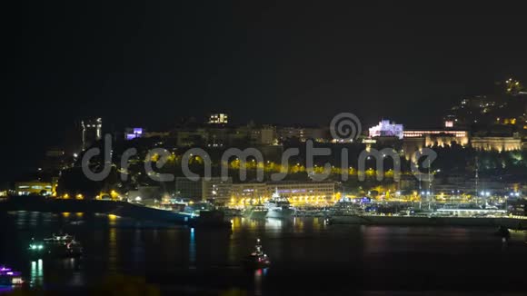 摩纳哥晚上蒙特卡洛的城市景观视频的预览图