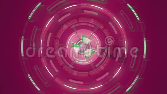 粉色抽象圆形动画高科技背景带圆圈未来派科幻HUD效应视频的预览图