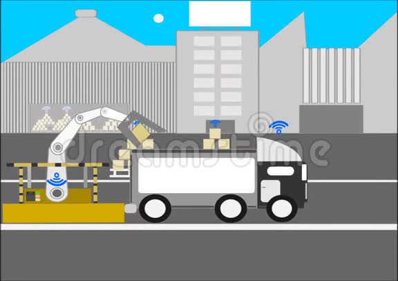 机器人在工业上显示了装载货车的简单动作视频的预览图