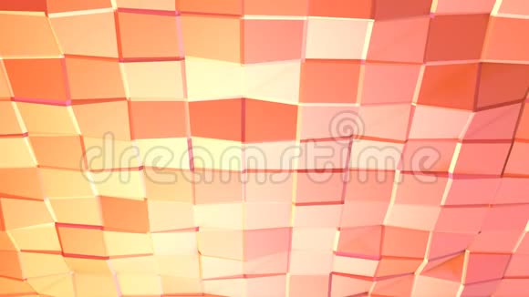 抽象简单的粉红色橙色低聚三维表面作为幻想背景软几何低聚运动背景视频的预览图