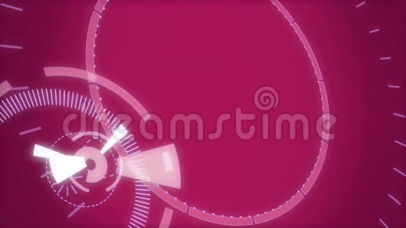 粉色抽象圆形动画高科技背景带圆圈未来派科幻HUD效应视频的预览图
