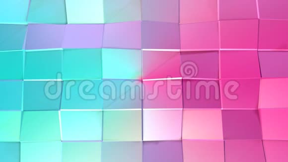 抽象简单的蓝色粉红色低聚三维表面作为数学可视化软几何低聚运动背景视频的预览图