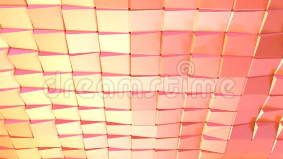 摘要简单的粉红色橙色低聚三维表面作为科幻背景软几何低聚运动背景视频的预览图