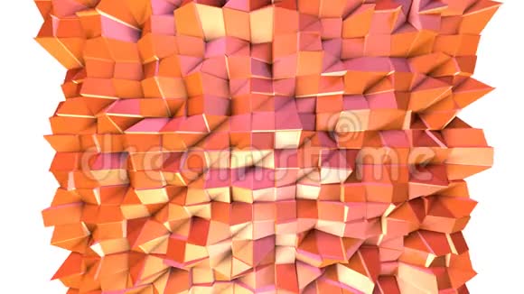 抽象简单的粉红色橙色低聚三维表面作为科幻景观软几何低聚运动背景视频的预览图