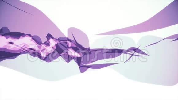 柔和的丝绸紫色的丝带轻柔的流动数字模拟动荡的抽象动画新的质量视频的预览图