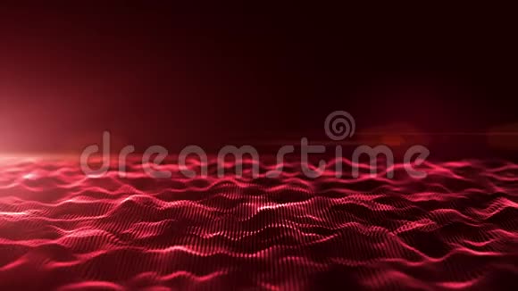 带光耀斑的抽象红色数字波视频的预览图