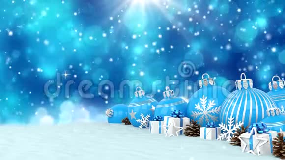 三维动画蓝色圣诞包在博克背景视频的预览图