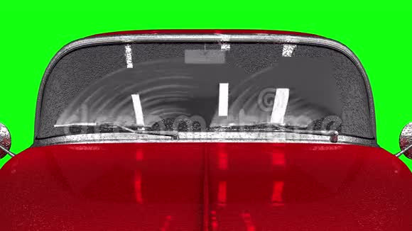 挡风玻璃雨刷在红色自动4K无缝阿尔法绿色屏幕蓝色屏幕视频的预览图
