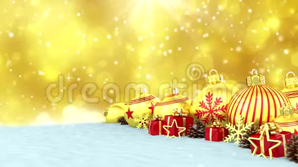 3D动画金色圣诞包在博克背景视频的预览图