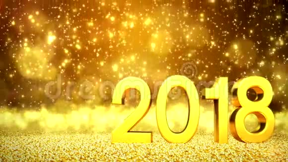 3D渲染2018年新年快乐金色贺卡视频的预览图