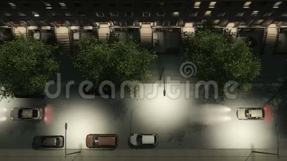 带有褐色石头和汽车的夜间城市街道视频的预览图