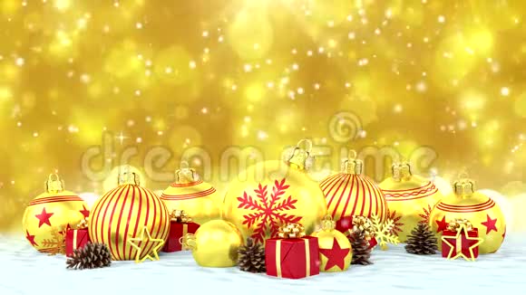 3D动画金色圣诞包在博克背景视频的预览图
