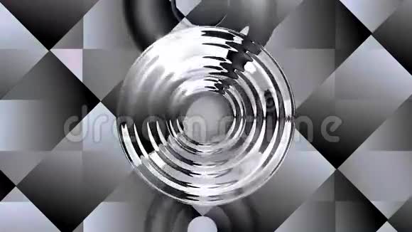 视频背景与铬反射的技术图案区域在表面移动的圆圈元素视频的预览图