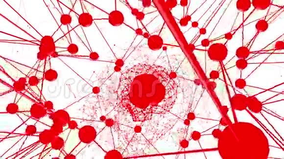 抽象红色挥动三维网格或网格的脉动几何物体用作抽象动画环境红色几何图形视频的预览图