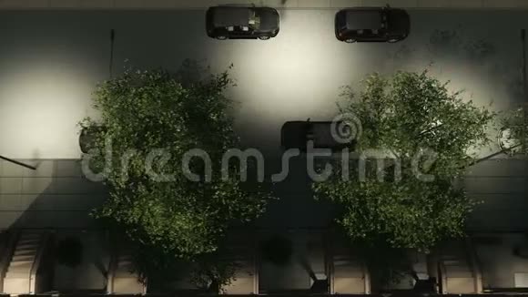 夜间街道建筑和移动汽车俯视4K视频的预览图