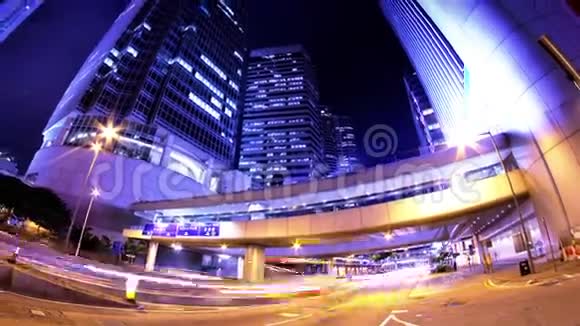 香港城市之夜时光紧紧放大射击视频的预览图