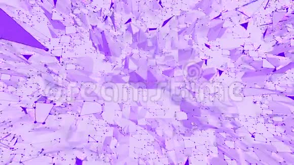 紫罗兰或紫色低聚挥动表面作为游戏背景紫罗兰几何振动环境或脉动视频的预览图