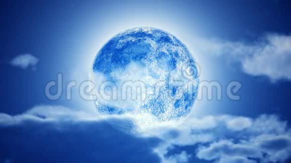 乌云飘过夜空和满月时间流逝3D渲染视频的预览图
