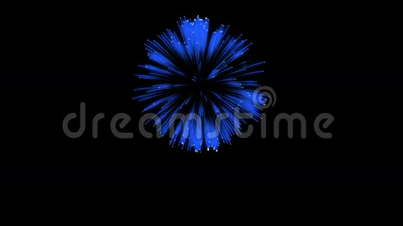 色彩斑斓的单根烟火在夜晚壮观的单一烟花3D渲染蓝色版本38视频的预览图