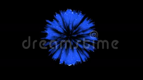 色彩斑斓的单根烟火在夜晚壮观的单一烟花3D渲染蓝色版本32视频的预览图